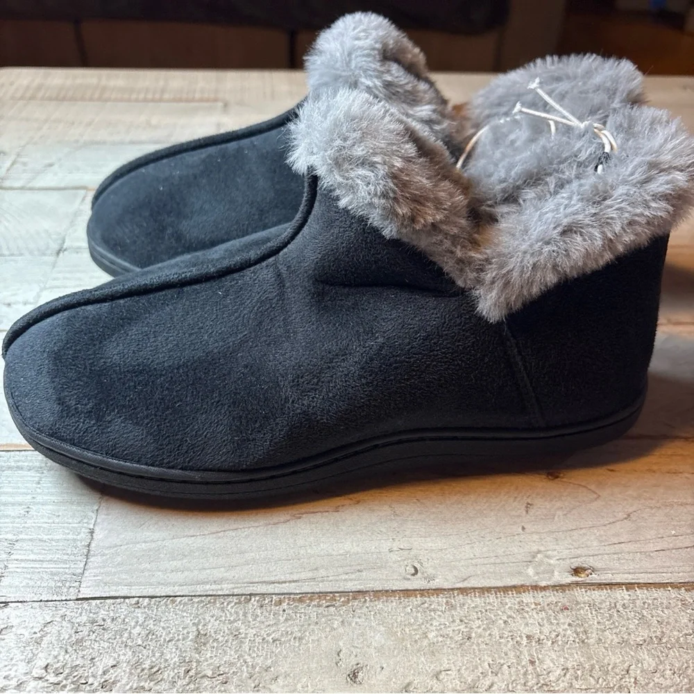 Old Navy Womens Black Faux Fur Lined Cozy  Bootie Slippers Size 8 - Picture 5 of 15